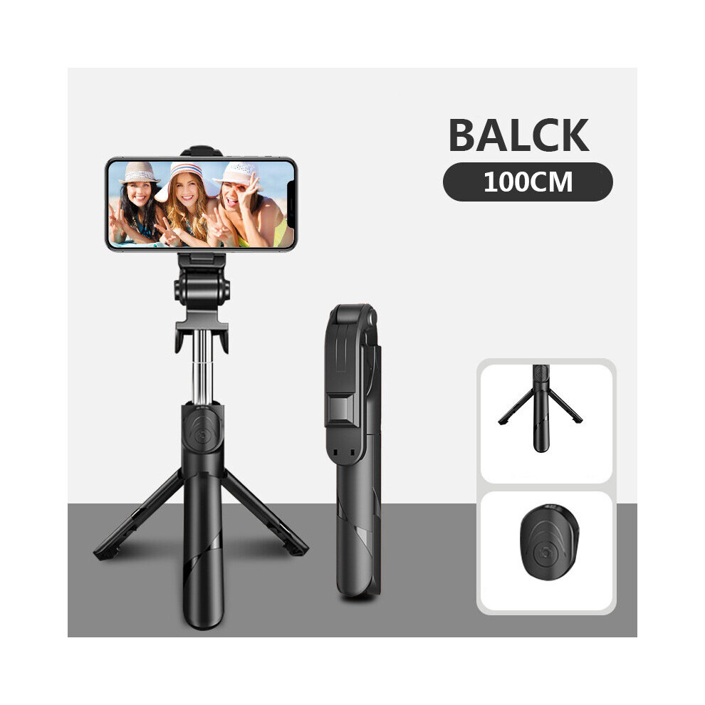 (A- 100Cm) Xt02 100Cm Bluetooth Wireless Selfie Stick Mini Tripod Extendable Monopod With Fill Remote Shutter For Ios Android Phone Black/Light 4852056946049