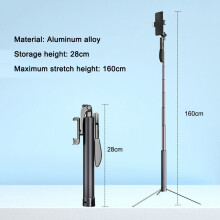 (a-160cm-Black) MAMEN Handheld Video Shooting Gimbal Stabilizer with Bluetooth Remote Control for Phone Automatic Balance Selfie Stick Tripod