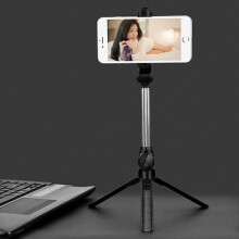(a-Black) Selfie Stick with Tripod Stand Bluetooth Remote Control Mobile Phone Selfie Stick Holder for IPhone/Huawei SmartPhone Live Photo