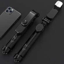 (a-Black with Light) Selfie Stick with Tripod Stand Bluetooth Remote Control Mobile Phone Selfie Stick Holder for IPhone/Huawei SmartPhone Live Photo