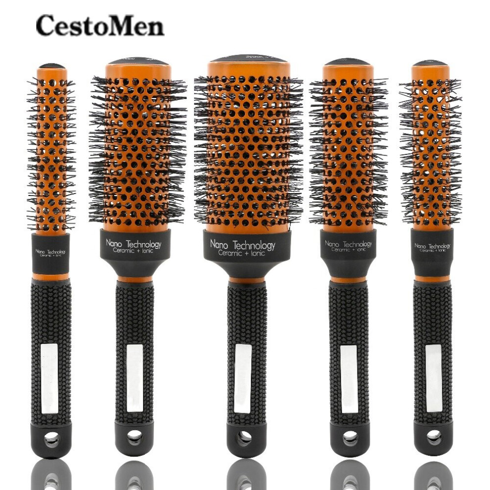 Dechoicelife Orange (A-53Mm) Cestomen Nano Ionic Thermal Hairdressing Brush Ceramic Hair Comb For Hair Curling, Blowing, Straightening Round Hairbrush