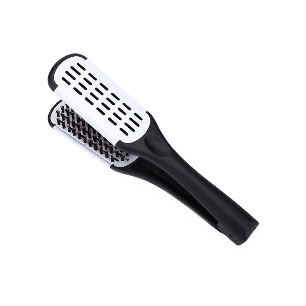 Dechoicelife Unisex White (A- (Blackhandle)) Hair Straightening Comb Double Sided Clamp Comb Boar Bristle Hair Brush Hair Straightener V Shape Splint Comb Hair Styling Too