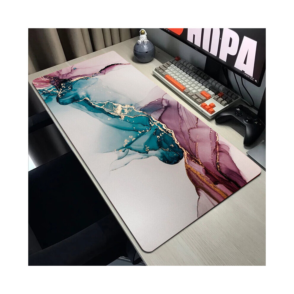 (A-Colorful Marble (3) 400X900x4mm) Marble Mouse Pad Large Rubber Mousepad Keyboard For Computers Carpet Xxl 900X400mm Notebook Locking Edge Overlook 4855358012030
