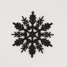 (Black-12pcs) Christmas 12pcs Tree Hanging Decoration Baubles Glitter Xmas 10cm Snowflake