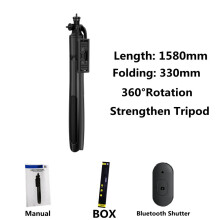 (a-Without Light) Selfie Stick 158cm Extendable 3 in 1 Bluetooth Selfie Stick Tripod with Remote Compatible with GoPro Small Camera Smartphone