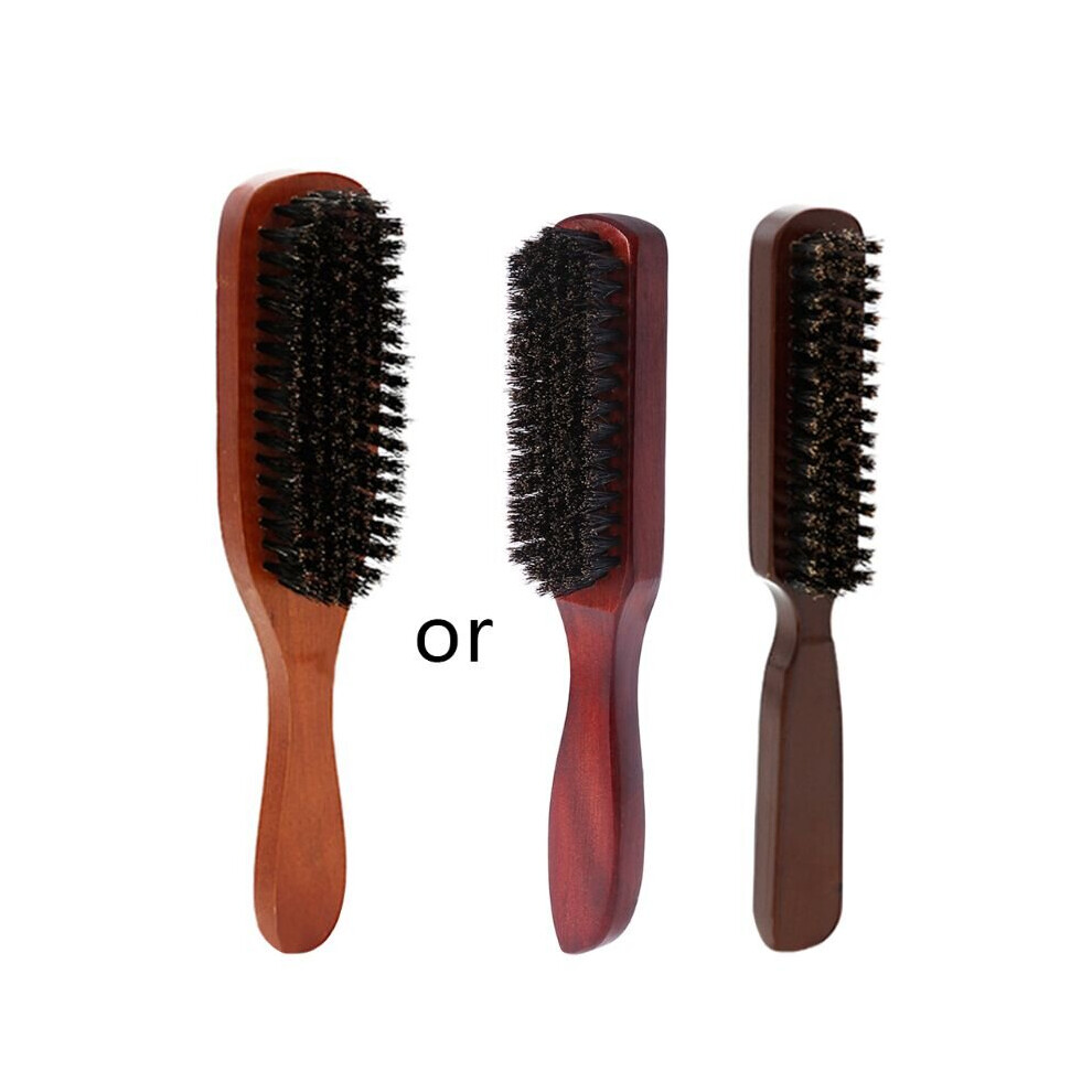 Hair Brush Wood Handle Boar Bristle Beard Comb Styling Detangling Straightening for men