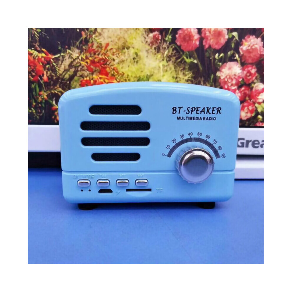 (A-) Retro Hifi Stereo Tooth V5.0 Speaker Portable Wireless Vintage Speaker Plastic 3W Full-Range 50Hz-20Khz Music Player Blue 4851195397620