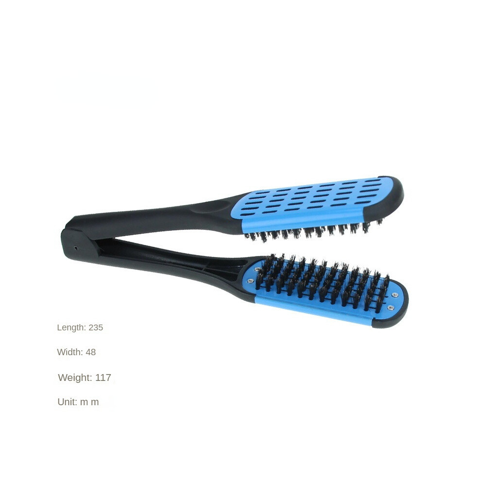 Dechoicelife Unisex Blue (A-) Natural Ceramic Plywood Straightening Comb Brush Clamp Fibre Styling Hair Care Tools Hair Double Sided Hairdressing