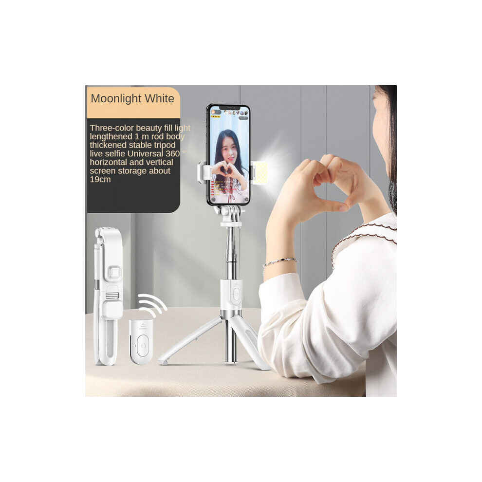 (A-) Selfie Stick Tripod With Fill Shutter For Ios Android Wireless Bluetooth Handheld Gimbal Stabilizer Mobile Phone White/Light 4855008122966
