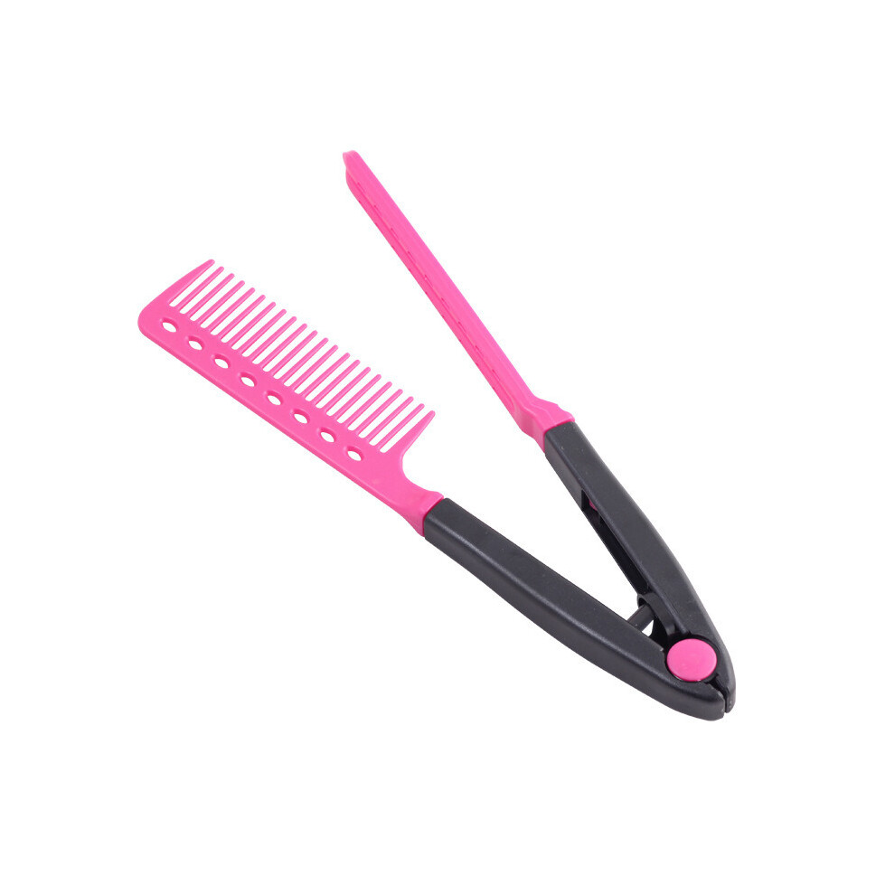 Dechoicelife (A-Red) F1ff Folding V Comb Hair Straightener Hairdressing Salon Straightening Brush Tops New