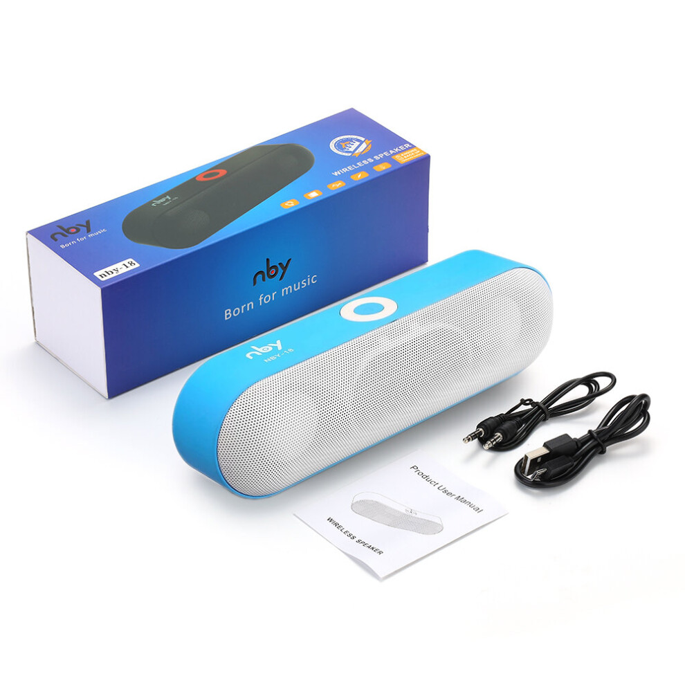 (A- With Box) Nby 18 Portable Tooth Speaker Mini Wireless Speakers 3D Stereo Music Surround Support Tf Card Fm Radio Subwoofer Loudspeaker Blue 4851195377820
