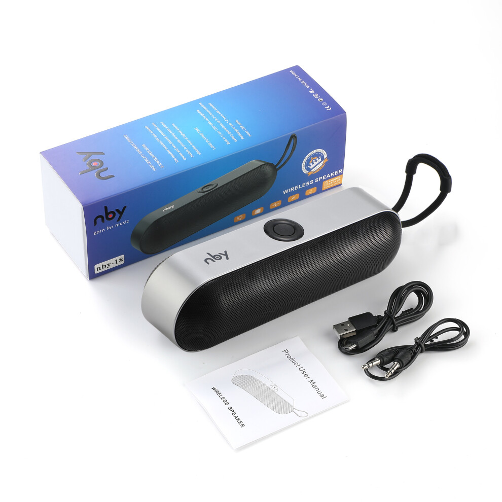 (A-Sliver With Box) Nby 18 Portable Bluetooth Speaker Mini Wireless Speakers 3D Stereo Music Surround Support Tf Card Fm Radio Subwoofer Loudspeaker 4851195377868
