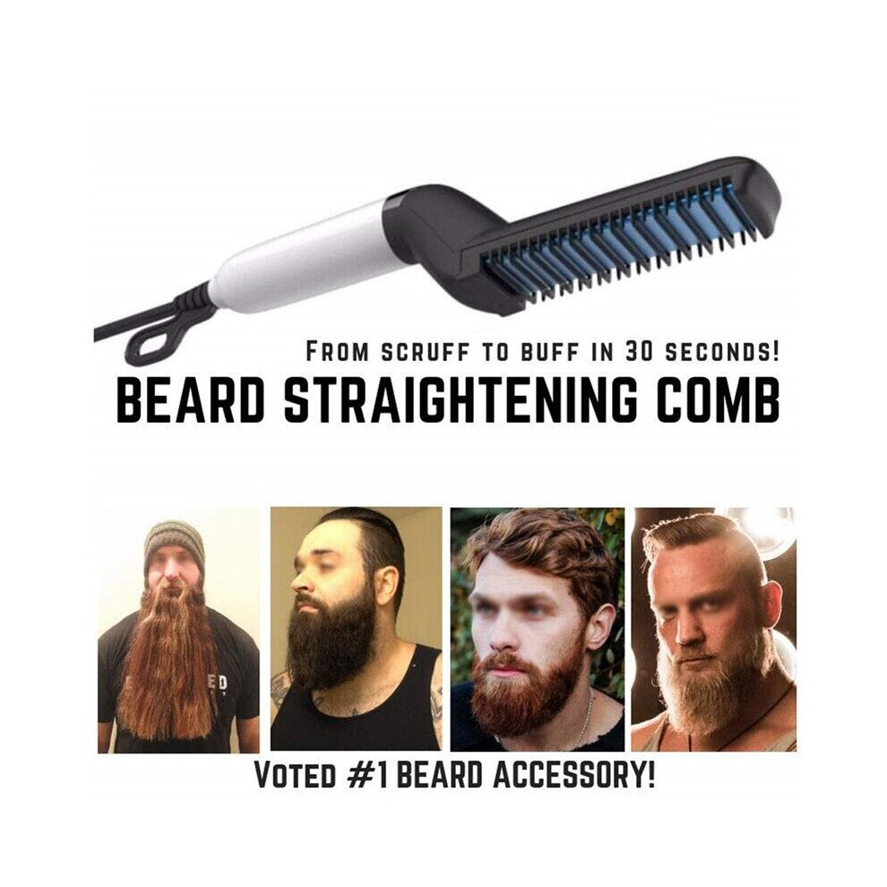 Dechoicelife Unisex Multifunctional Beard Straightener Hair Smoothing Comb Brush Electric Beard Straightening Quick Hair Styler For Men