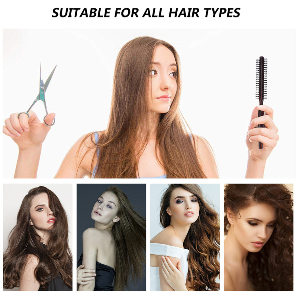 Dechoicelife Wooden Round Brush Natural Boar Bristles Wooden Round Hair Brush Salon Curler Hair Comb Blow Hair Straightener Brush