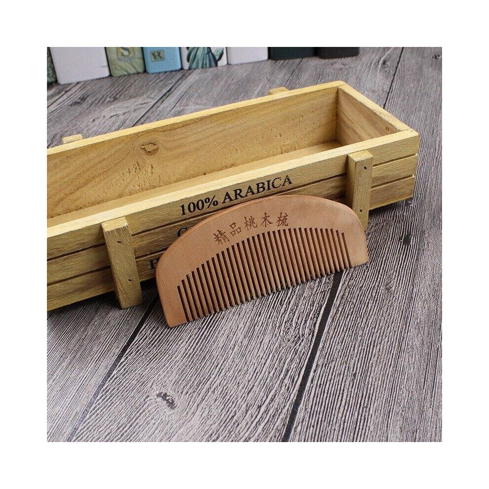Dechoicelife Unisex Peach Natural Wood Comb Anti-Static Detangling Close Teeth Detangling Comb Massage Hair Brush Beard Straightener Hair Care