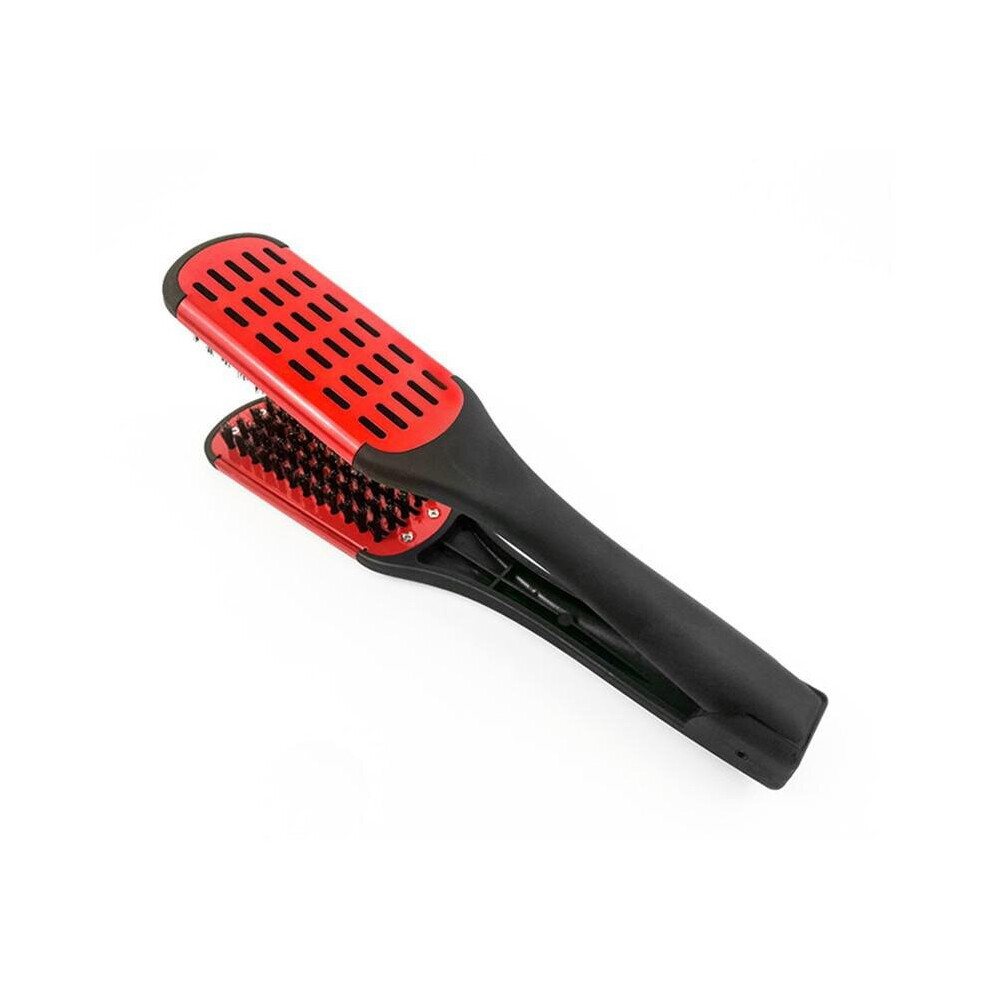 Dechoicelife (A-A) Pro Hairdressing Straightener Nylon Hair Straightening Double Brushes V Shape Comb Clamp Not Hurt Styling Tools Diy Home