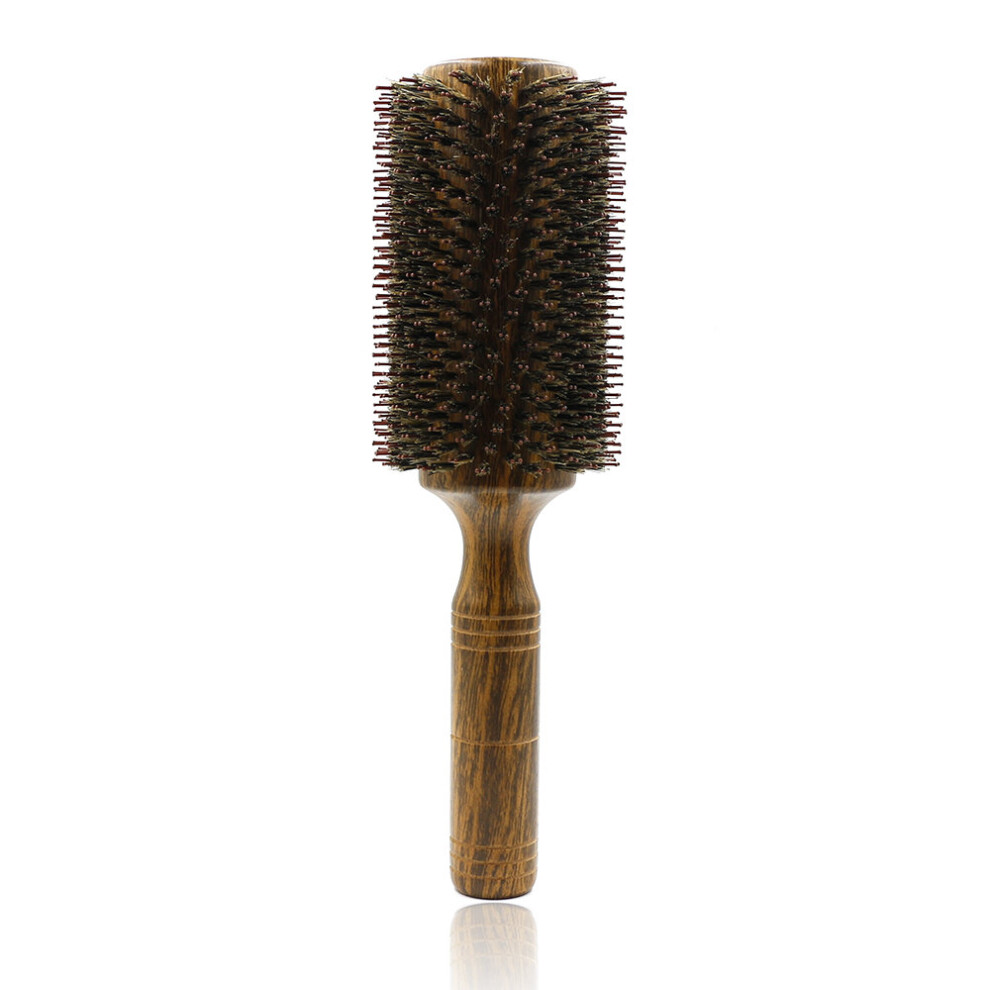 Dechoicelife Unisex 63Mm Wood Barrel Hair Round Comb For Hair Curling And Hair Straightening Anti Static Boar Bristle Long Hair Blowing Brush Comb