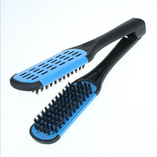 V Shape Hair Straighter Comb Soft AntiStatic Flat Bristle Brush Salon
