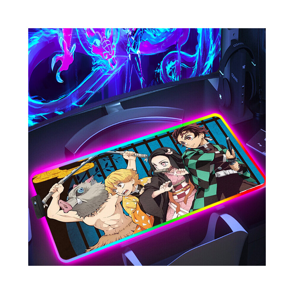 (A-Fh003322 400X900x3mm) Demon Slayer Xxl Gaming Mouse Pad Kawaii Gamer Keyboard Computer Table Anime Accessories Desk Mat Deskpad Mousepad Rgb Carpet 4855357777190