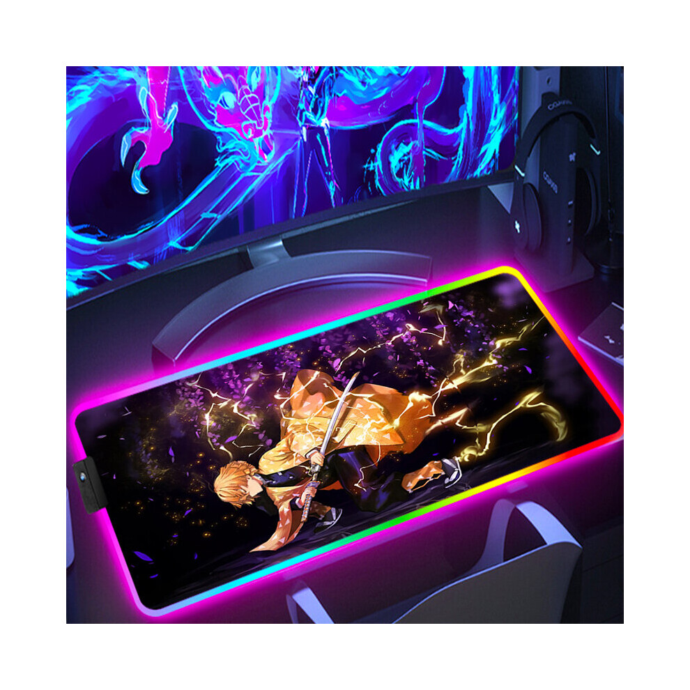 (A-Fh003315 400X900x3mm) Demon Slayer Xxl Gaming Mouse Pad Kawaii Gamer Keyboard Computer Table Anime Accessories Desk Mat Deskpad Mousepad Rgb Carpet 4855357776636