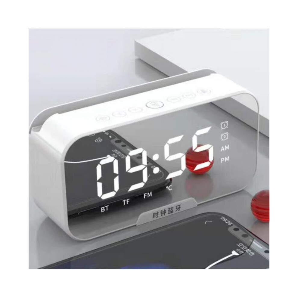 (A-S7 ) S8 Wireless Bluetooth Speaker Hd Led Display Multifunction Stereo Bass Speakers Alarm Clock Fm Radio Tf Card Aux Music Playback White 4851195391604