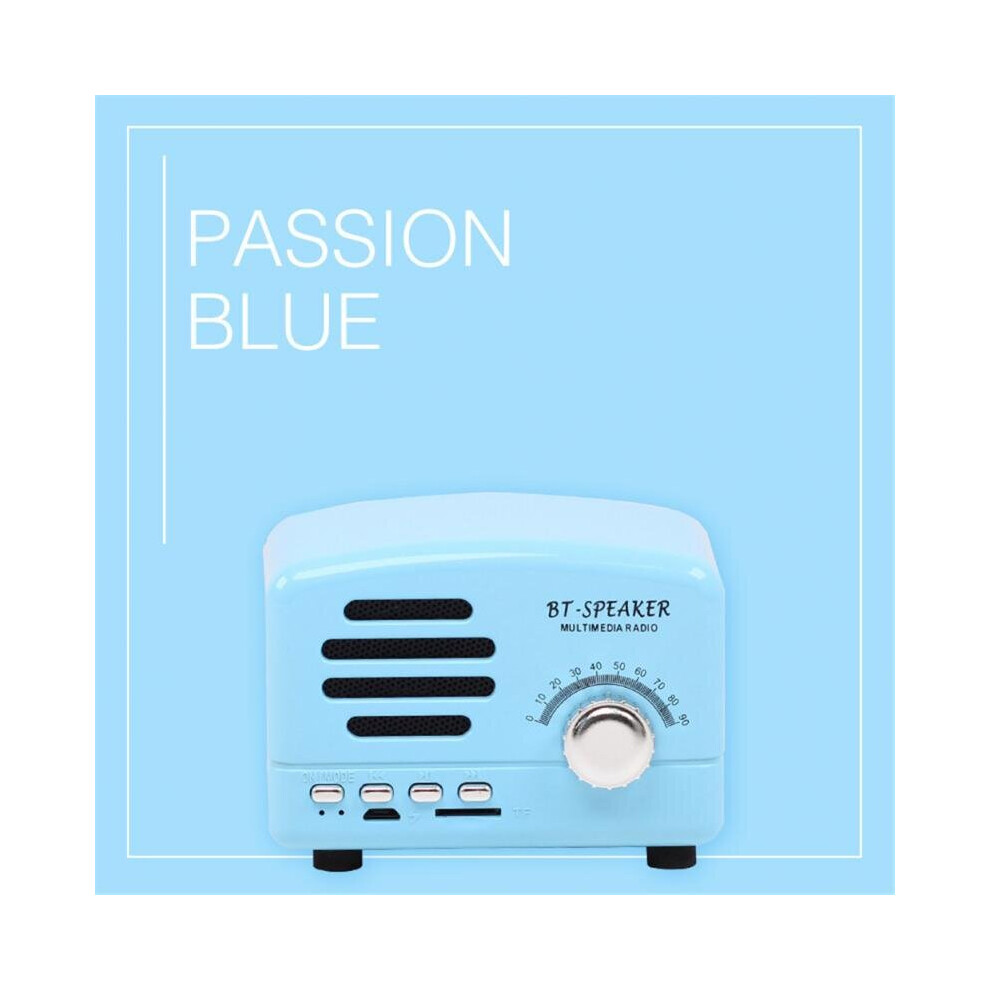 (A-Passion Speaker) Wireless Tooth 4.1 Speakers Connectable Tf Card Slot Mini Retro Radio Stereo Outdoor Portable Tooth Vintage Speakers Blue 4851195400078