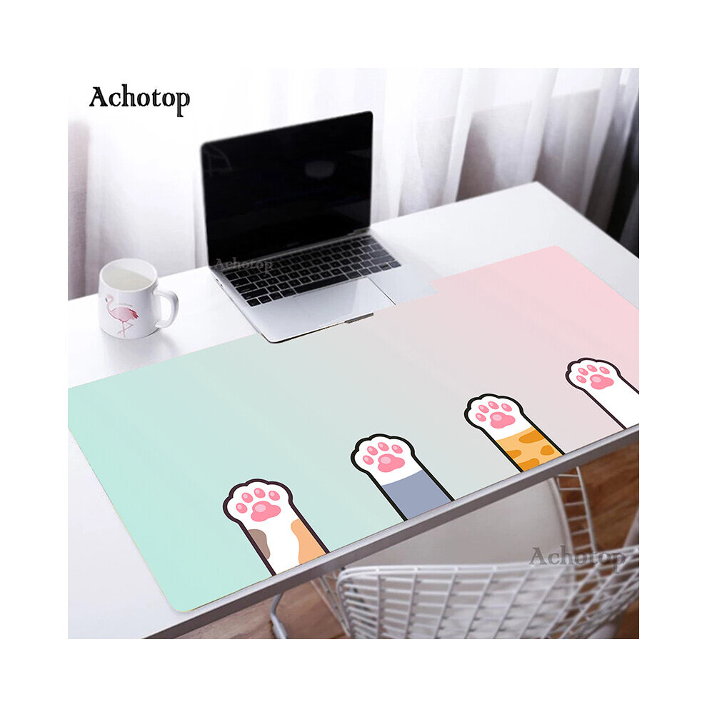 (A- 550X1000x3mm) Mouse Pad Large Mouse Mat Big Desk Mat Office Laptop Keyboard Mousepad Cute Cat Paw Xxl Pc Table Carpet Rubber Mouse Light/Green/Pink 4855357916940