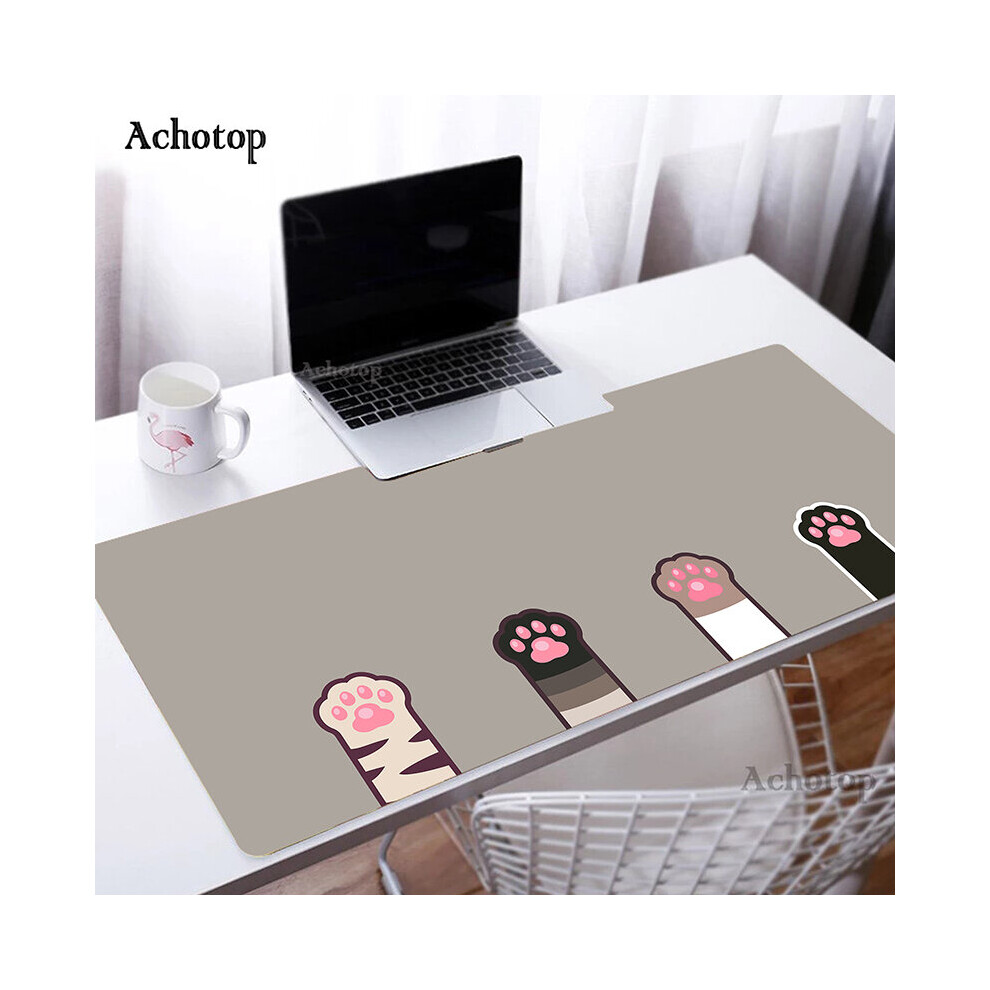 (A- 550X1000x3mm) Mouse Pad Large Mouse Mat Big Desk Mat Office Laptop Keyboard Mousepad Cute Cat Paw Xxl Pc Table Carpet Rubber Mouse Beige/White/Pink 4855357915981
