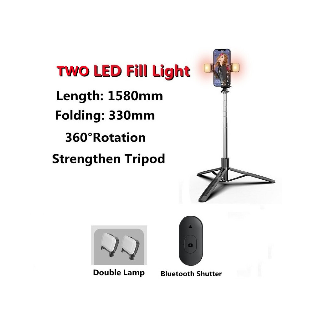 (A-2 Bundle 3) 1580Mm New Foldable Wireless Selfie Stick Tripod Monopod With Fill For Gopro Action Cameras Smartphones Selfie Light 4855008125783