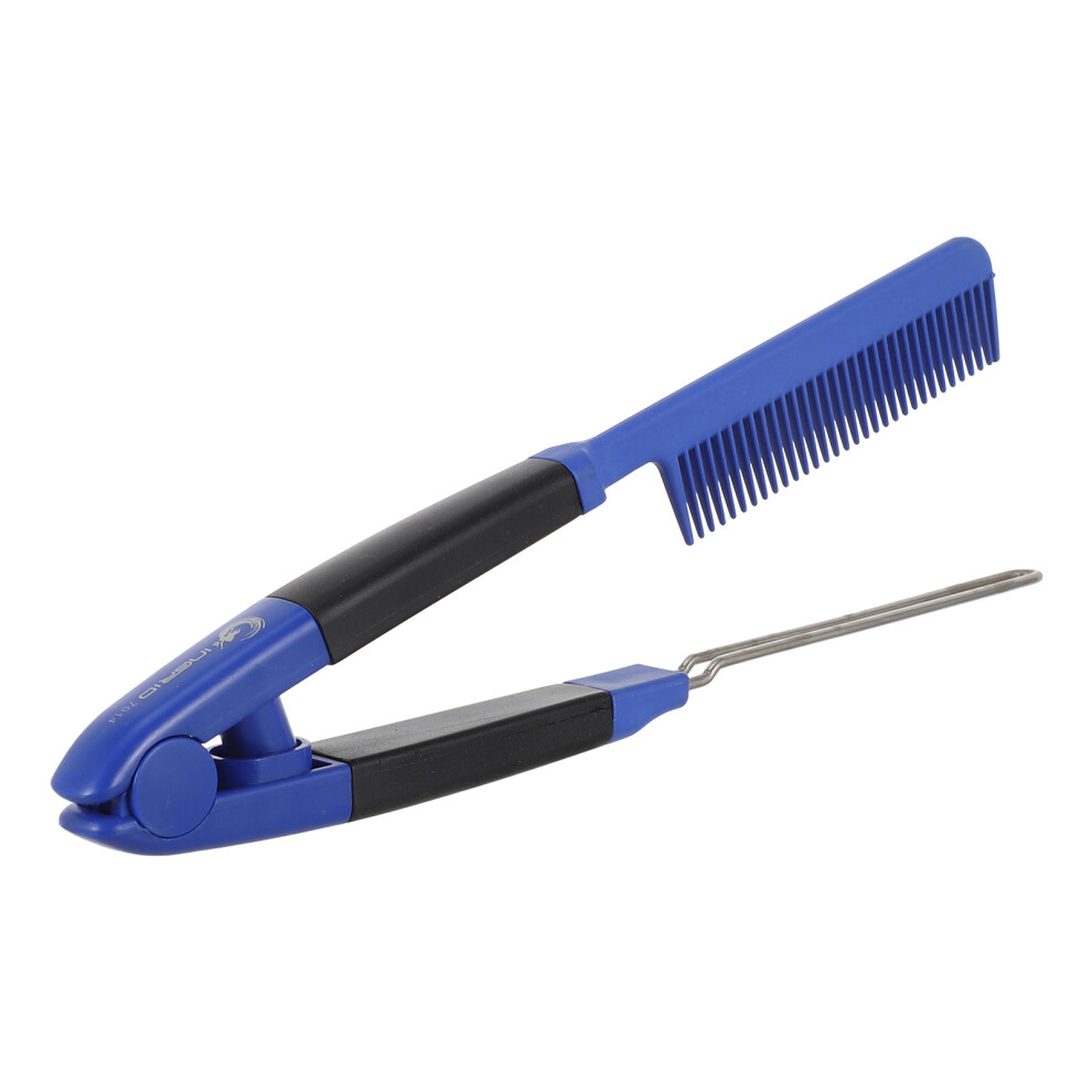 Dechoicelife Blue (A-) Comb Hair Straightener Flat Brush Shaped V Hairdressing Salon Iron Straightening Styling Clamp Curling Knotty Splint Grip