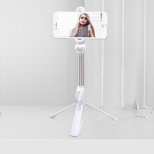(a-White) Portable Tripod for Mobile Phone Selfie Stick With Remote Control Telescopic Phone Bluetooth Stick For Huawei iPhone Android New