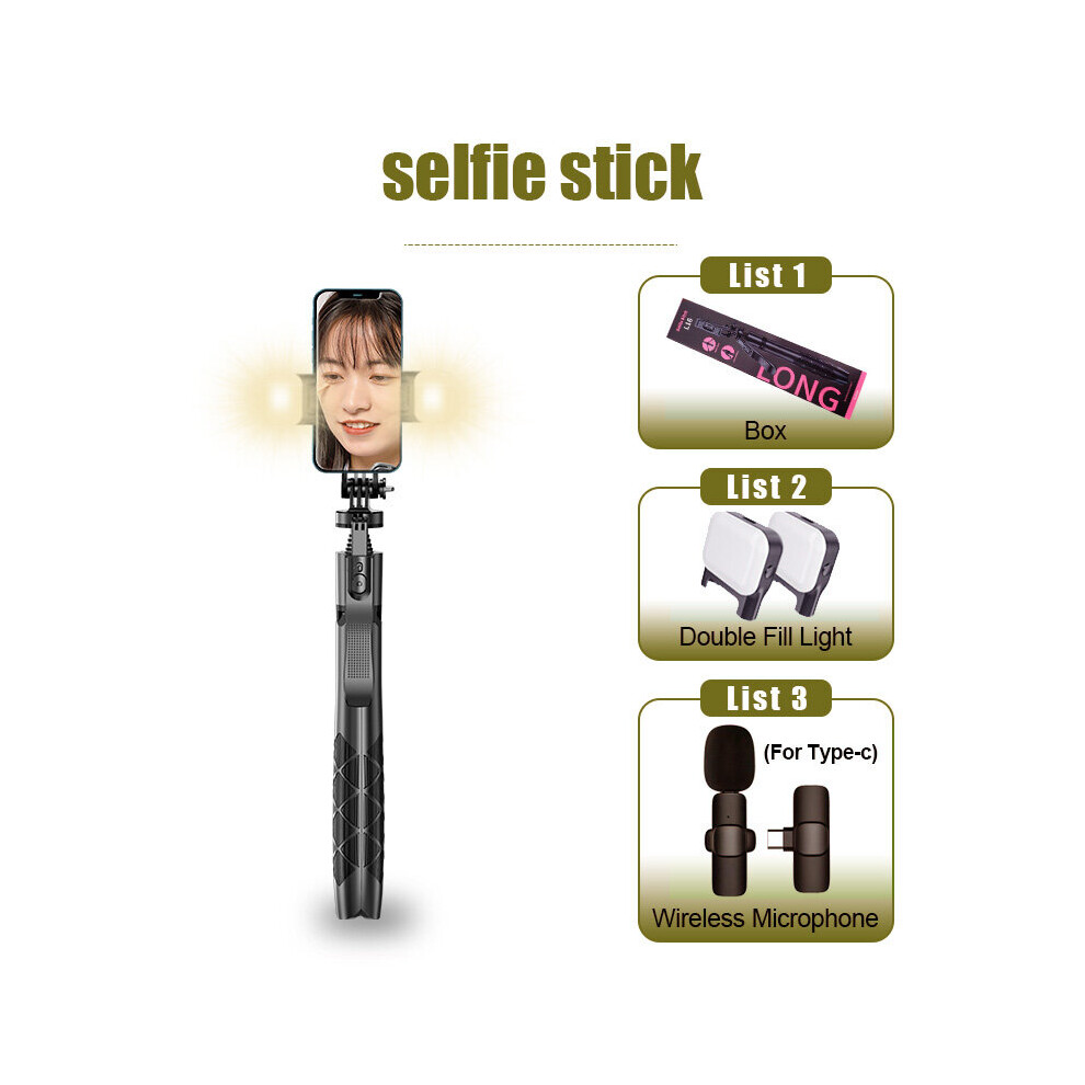 (A-Two Type-C) Fangtuosi Wireless Selfie Stick Tripod Stand Foldable Monopod With Led For Gopro Action Cameras Smartphones Shooting Live Light 4855008104818