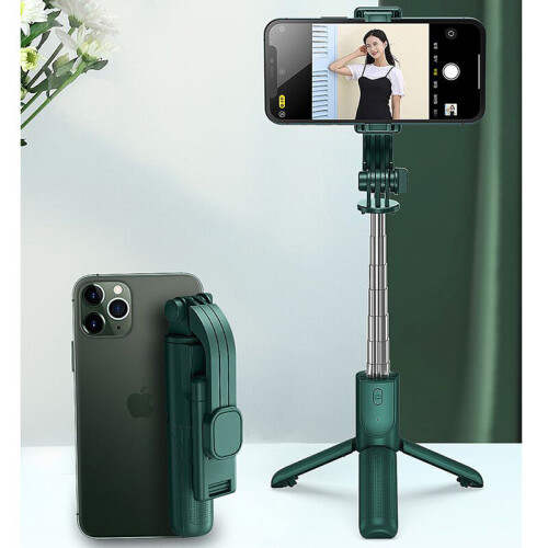 (a-Black No light) Bluetooth Wireless Mini Selfie Stick Tripod Extendable Monopod With  Remote Fill Light Shutter For iOS Android Phone 1