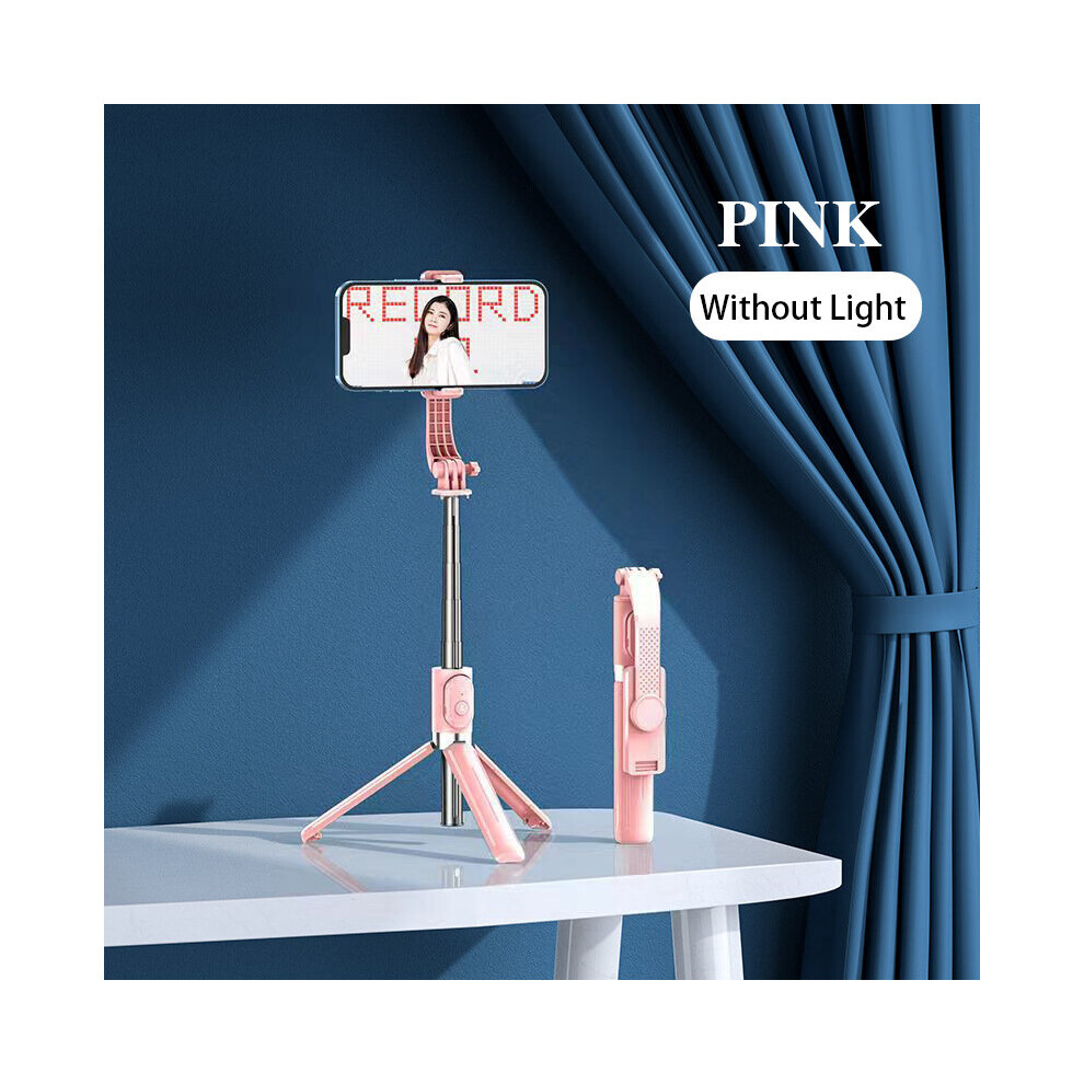 (A-) Mobile Phone Integrated Selfie Stick Tripod Bluetooth Telescopic Portable Camera Photography Live Tripod Cell Phone Stabilizer Pink 4855008113896