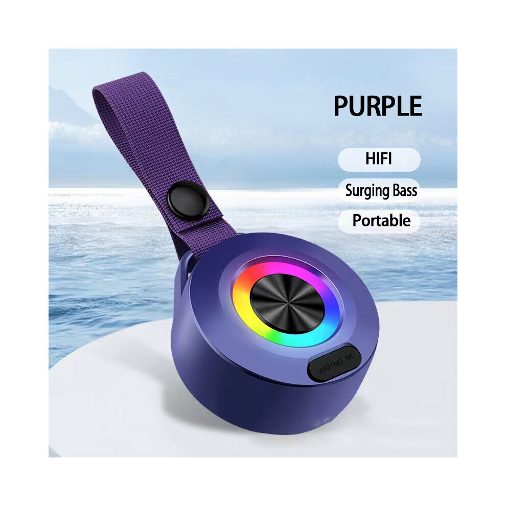(a-Purple) Portable Speaker Wireless Bluetooth-compatible Subwoofer Outdoor Waterproof Loudspeaker Stereo Surround RGB Lighting-image-OPC-PC2Z7TC-NEW