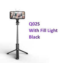 (a-Q02S) Wireless Selfie Stick Bluetooth Compatible Foldable Mini Tripod For Phone With Fill Light Shutter Remote Control For IOS Android