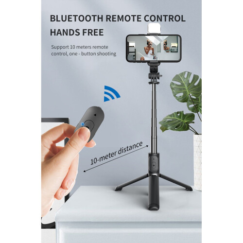 (a-Q02S) Wireless Selfie Stick Bluetooth Compatible Foldable Mini Tripod For Phone With Fill Light Shutter Remote Control For IOS Android 2