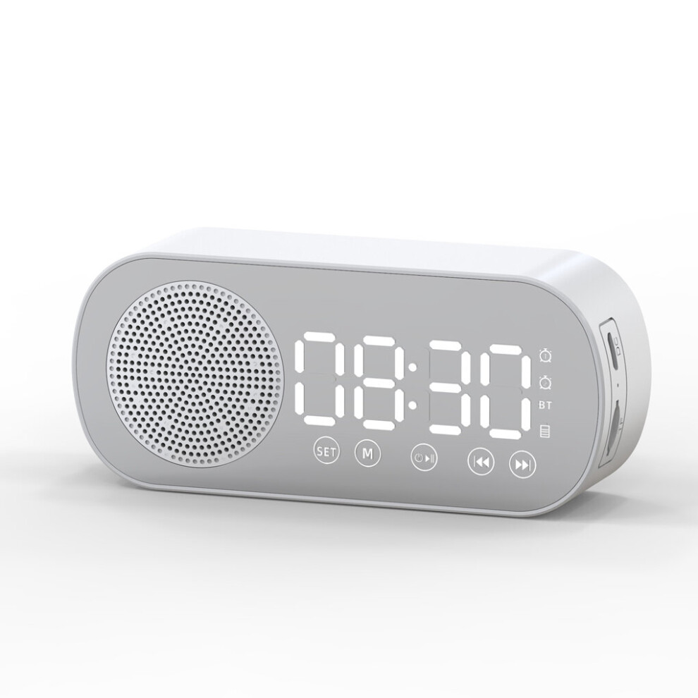 (A-) New Multi-Function Wireless Bluetooth Speaker Clock Dual Alarm Support Tf Card Fm Radio Soundbar Hifi Music Box Soundbar Speaker White 4851195388345