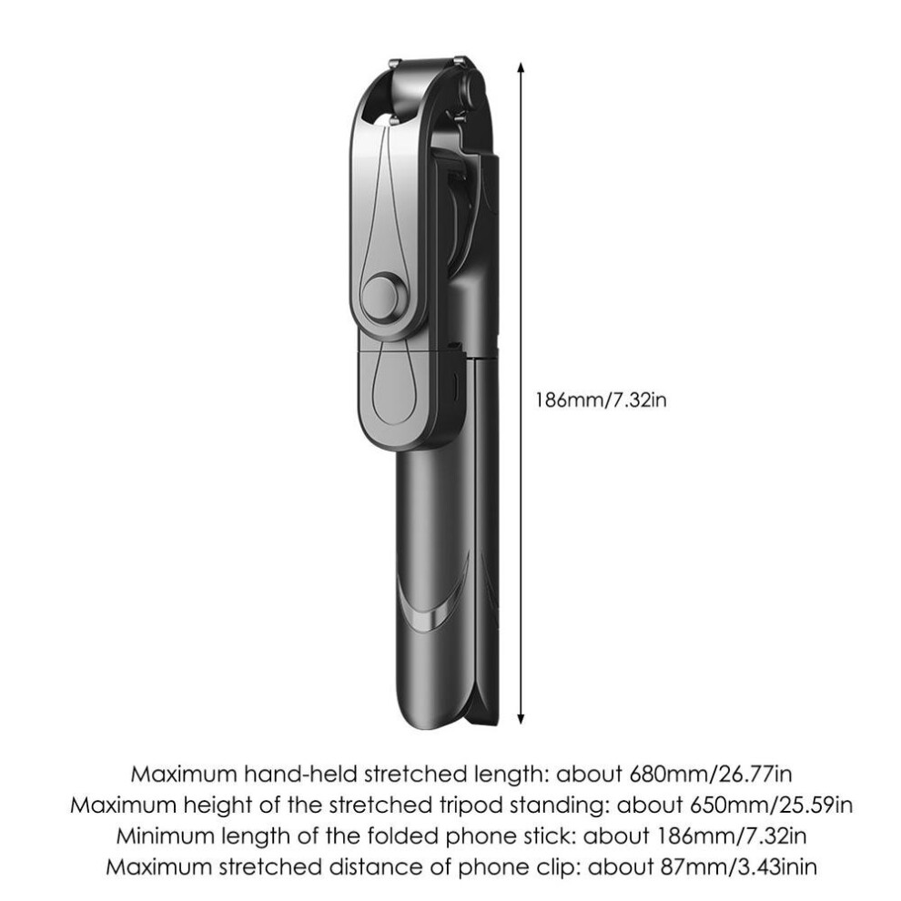 (A-) Tripod Selfie Stick Fordable Compact Portable Wireless Remote Multifunctional Phone Tripod Stick For Shooting Videos Photos Black 4852056948562