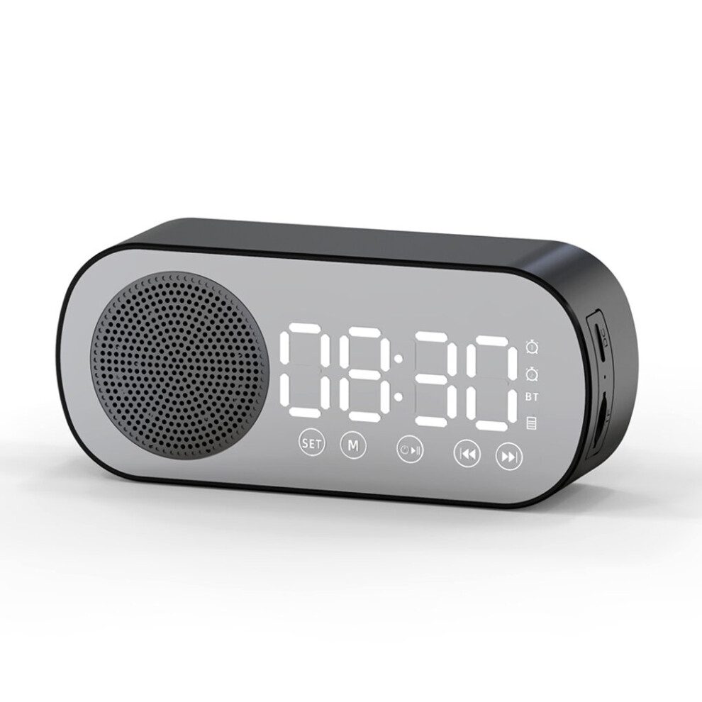 (A-) New Multi-Function Wireless Bluetooth Speaker Clock Dual Alarm Support Tf Card Fm Radio Soundbar Hifi Music Box Soundbar Speaker Black 4851195388314
