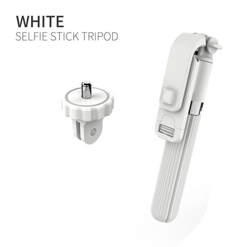 (a-White) Portable Wireless Bluetooth Selfie Stick With Tripod Extendable Foldable Monopod For IOS Android iPhone 12 Pro Gopro Cameras