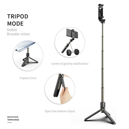 (a-White) Portable Wireless Bluetooth Selfie Stick With Tripod Extendable Foldable Monopod For IOS Android iPhone 12 Pro Gopro Cameras 2