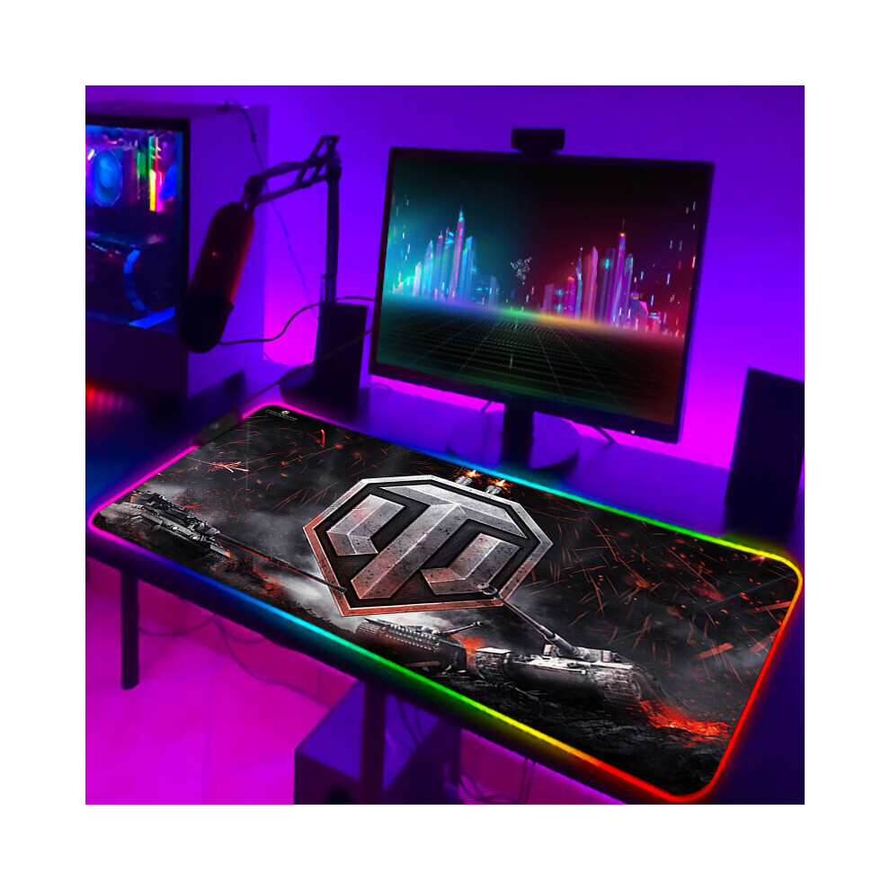(A-Zy001313 350X600x3mm) Mousepad Anime World Of Tanks Rgb Pc Gamer Mouse Gaming Pad Luminous With Wire Desk Carpet Deskpad Keyboard Laptop Mat Backli 4855357893449