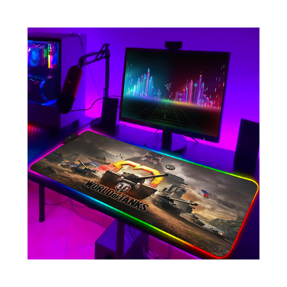 (A-Zy001324 300X700x3mm) Mousepad Anime World Of Tanks Rgb Pc Gamer Mouse Gaming Pad Luminous With Wire Desk Carpet Deskpad Keyboard Laptop Mat Backli 4855357894408