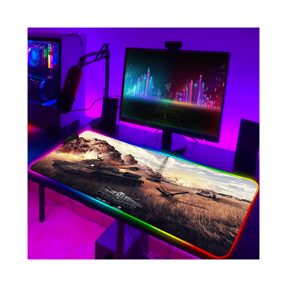 (A-Zy001314 300X800x3mm) Mousepad Anime World Of Tanks Rgb Pc Gamer Mouse Gaming Pad Luminous With Wire Desk Carpet Deskpad Keyboard Laptop Mat Backli 4855357893517