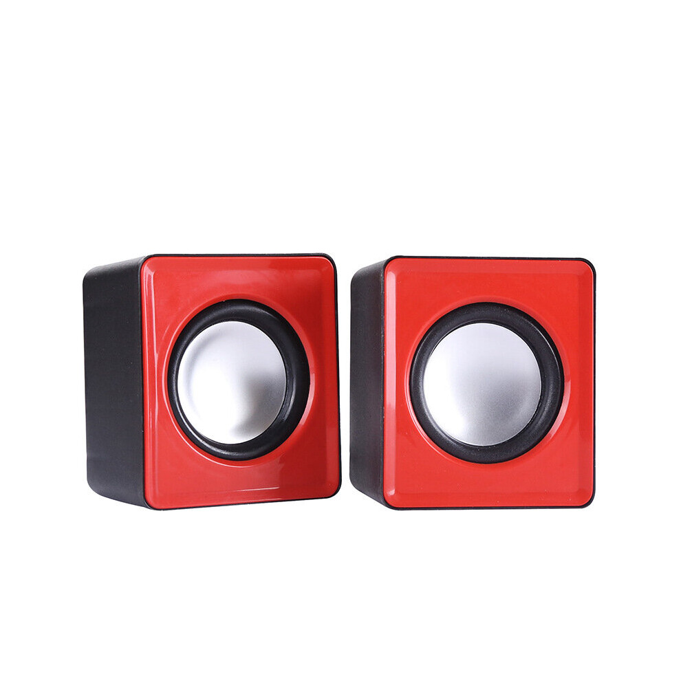 (A-) Newest Universal Usb 2.0 Music Speaker 3.5Mm Pulg Mini Music Stereo Speakers For Multimedia Desktop Computer Notebook Red 4851195385443
