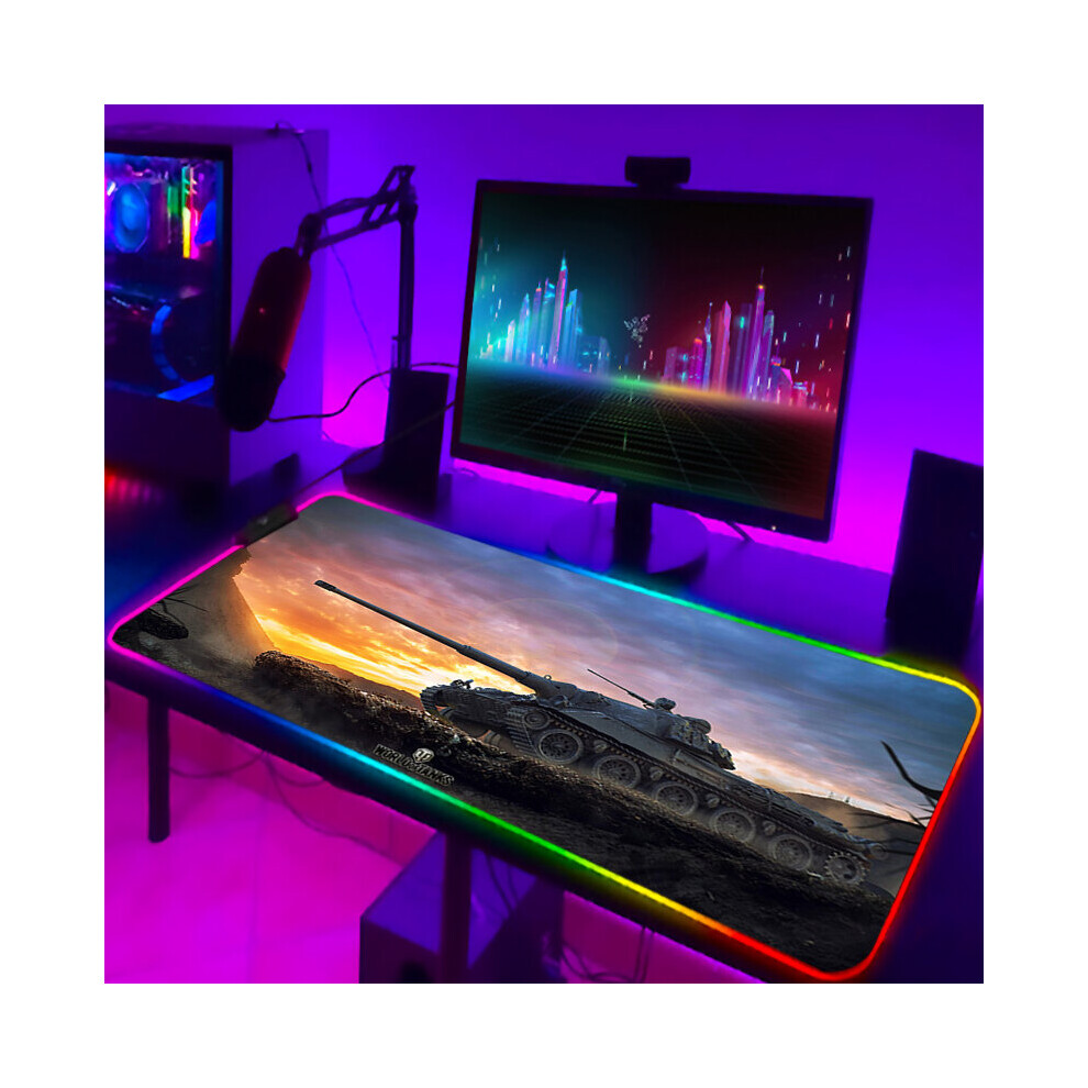 (A-Zy001325 350X900x3mm) Mousepad Anime World Of Tanks Rgb Pc Gamer Mouse Gaming Pad Luminous With Wire Desk Carpet Deskpad Keyboard Laptop Mat Backli 4855357894538