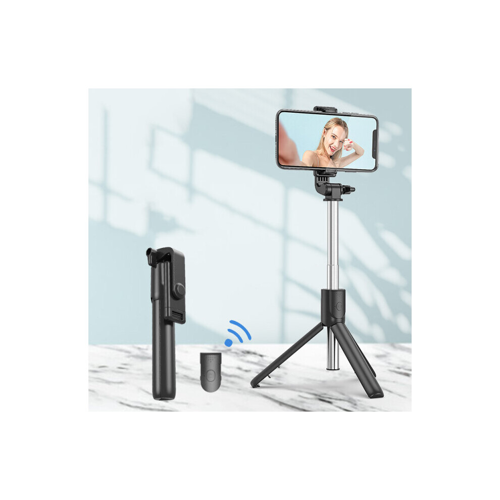 (A-R1-) Wireless Bluetooth Selfie Stick Foldable Tripod With Fill Shutter Remote Control For Android Smartphones Handheld Gimbal Black/Light 4855008122263
