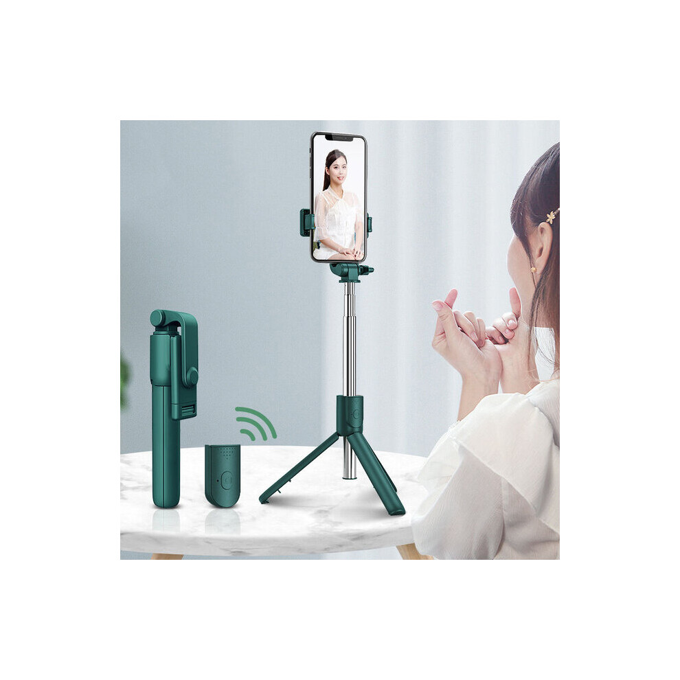 (A-R1-) Wireless Bluetooth Selfie Stick Foldable Tripod With Fill Shutter Remote Control For Android Smartphones Handheld Gimbal Green/Light 4855008122287