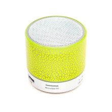 (a-Yellow) Mini Portable Car Audio Dazzling Crack LED Lights Wireless Bluetooth Subwoofer Speaker Support TF Card USB For PC/Mobile Phone